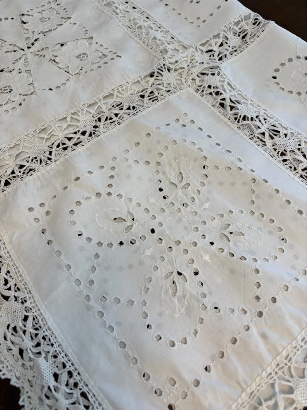 Vintage White Cutwork Lace Table Cloth - Classic Home Dining